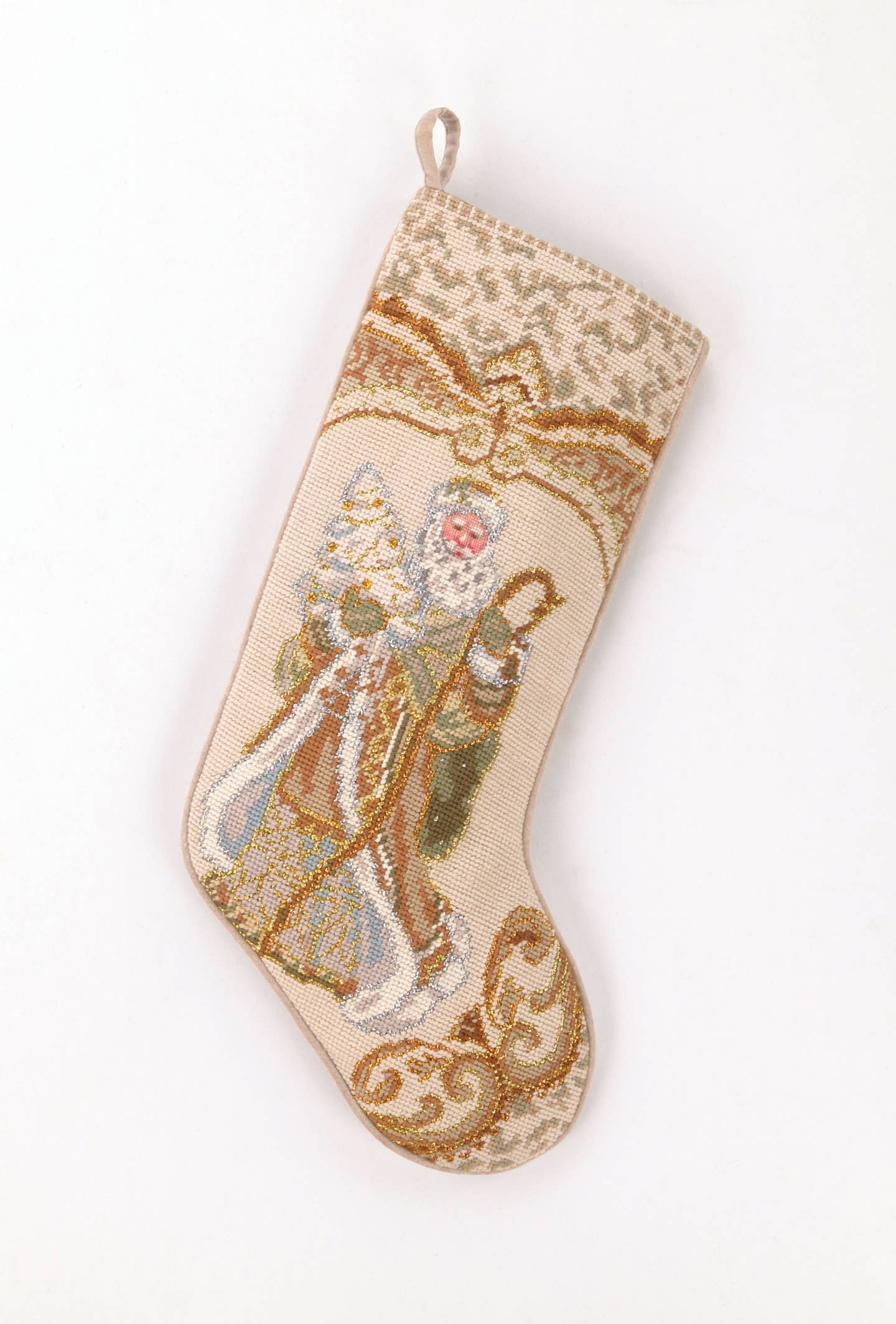 Santa w/Christmas Tree Needlepoint Stocking