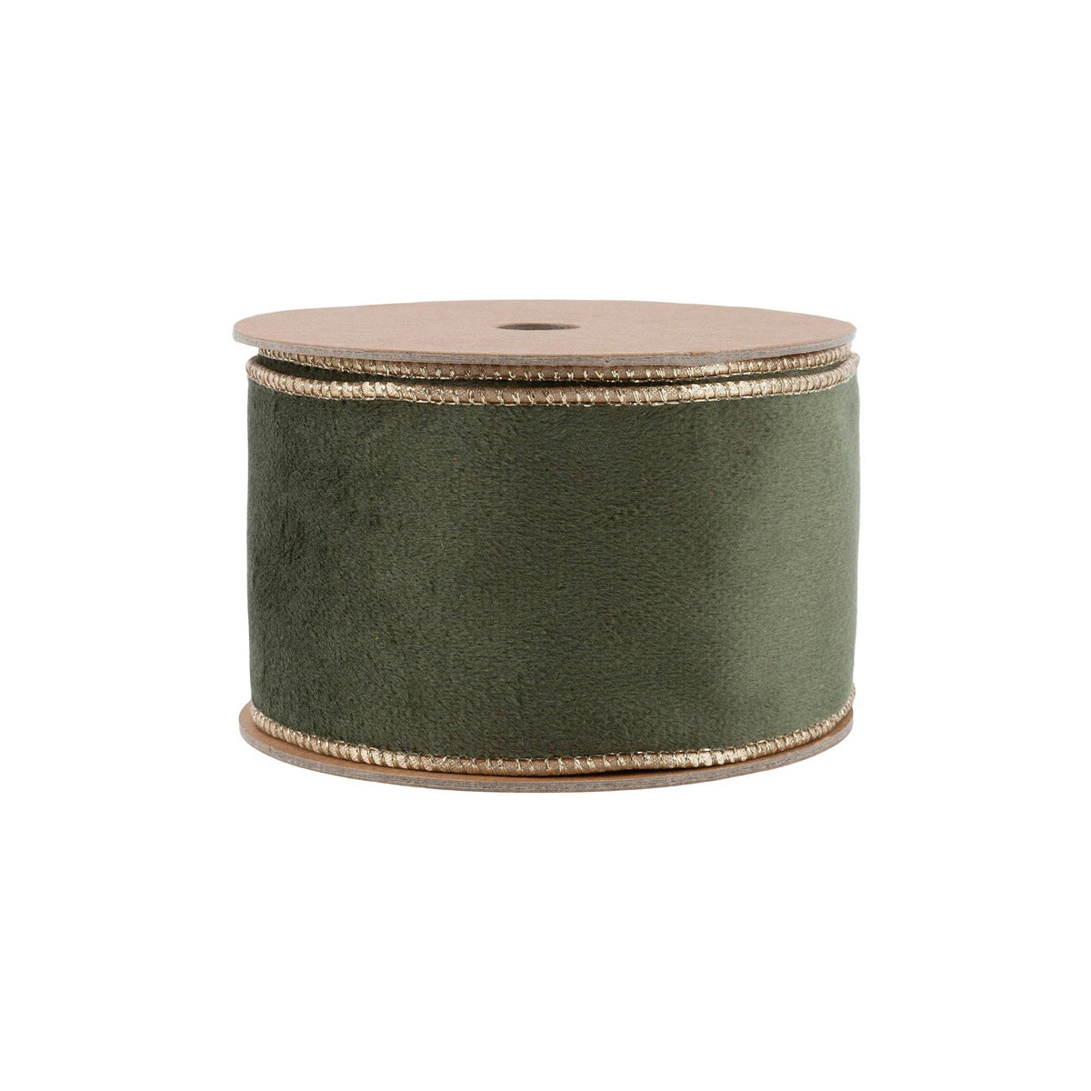 2 1/2" Reversible Classic Velvet Wired Ribbon | Moss/Gold