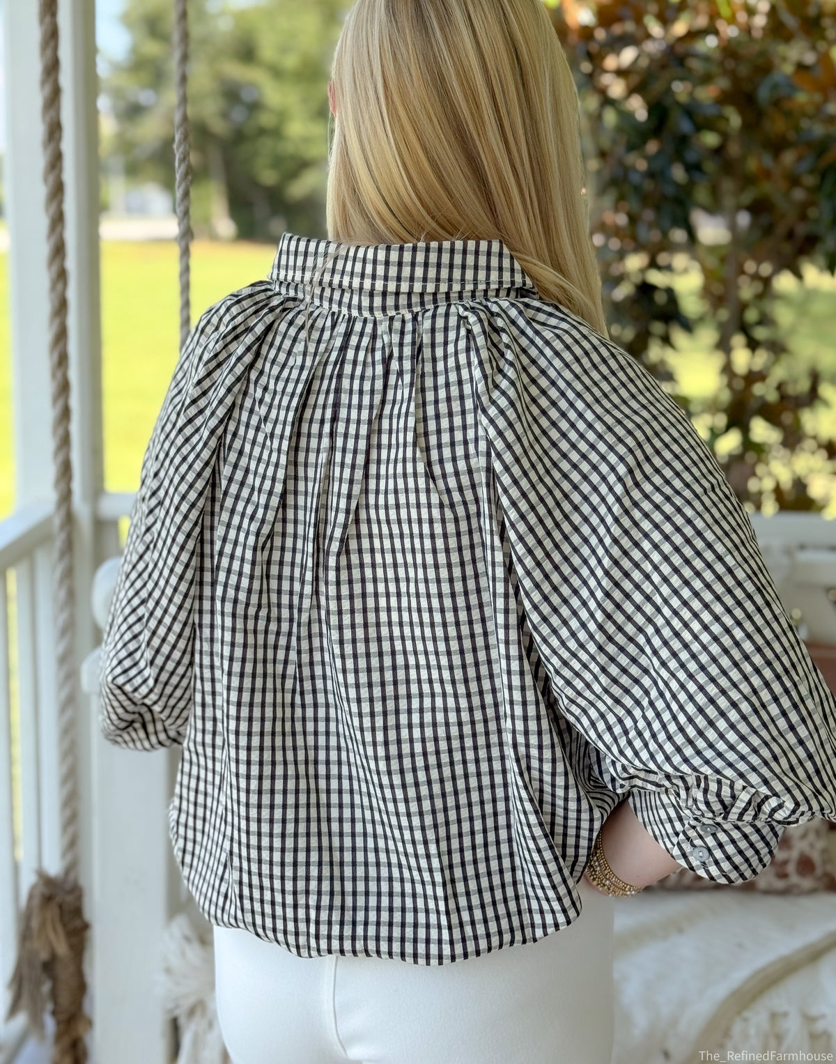The Maisie Gingham Balloon Sleeve Top