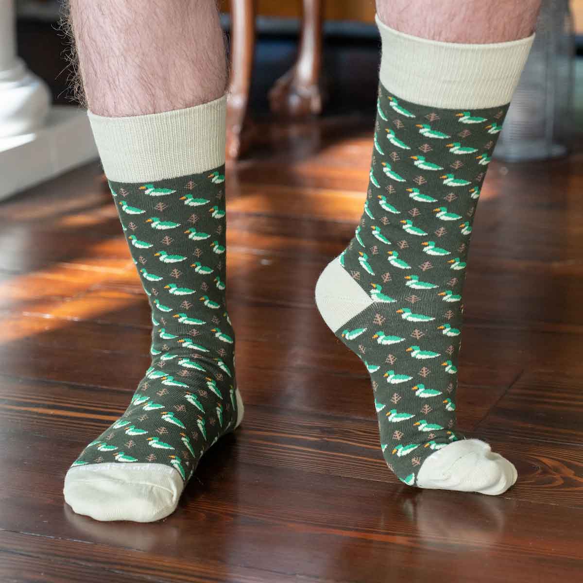 Men's Duck Socks - Hunter Green/Taupe