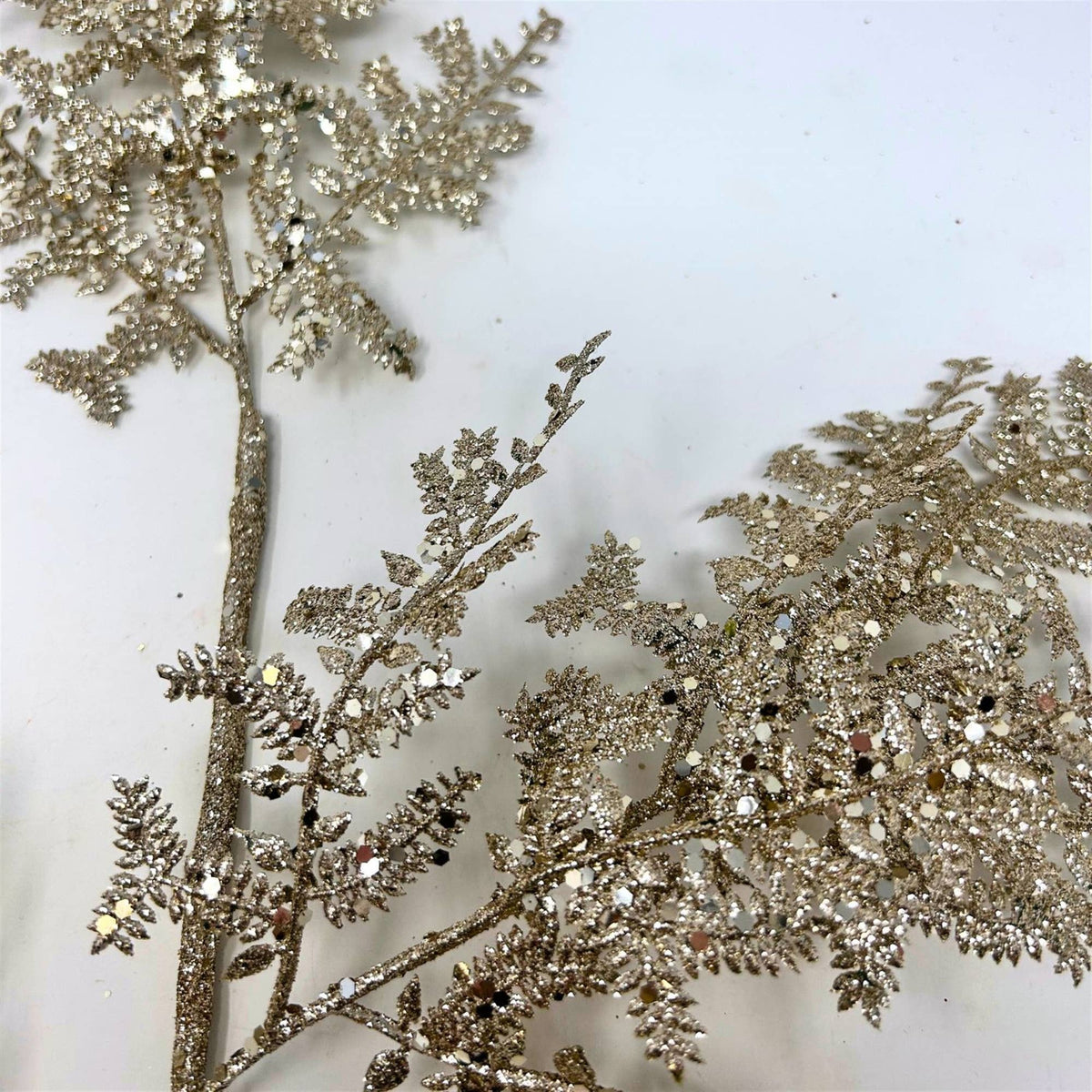 Champagne Glittered Fern Spray – 29"