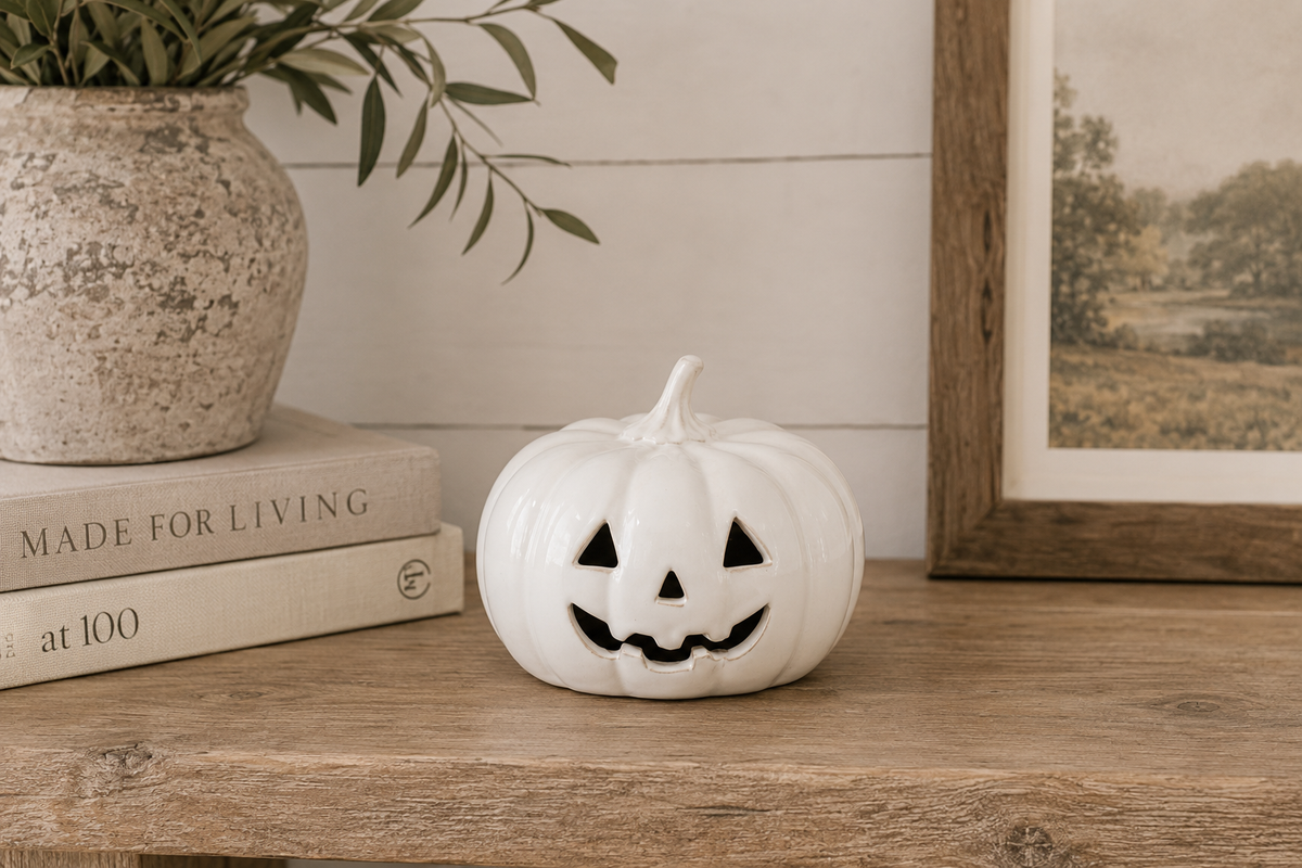 White Ceramic Jack-O’-Lantern