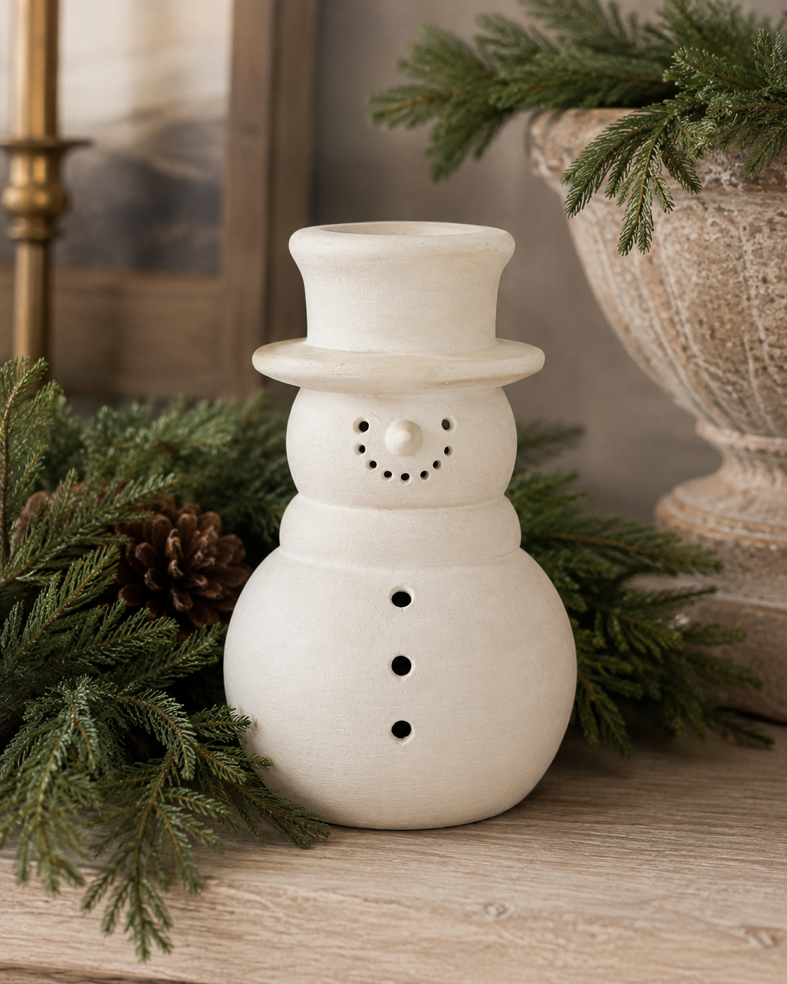 White terracotta Snowman