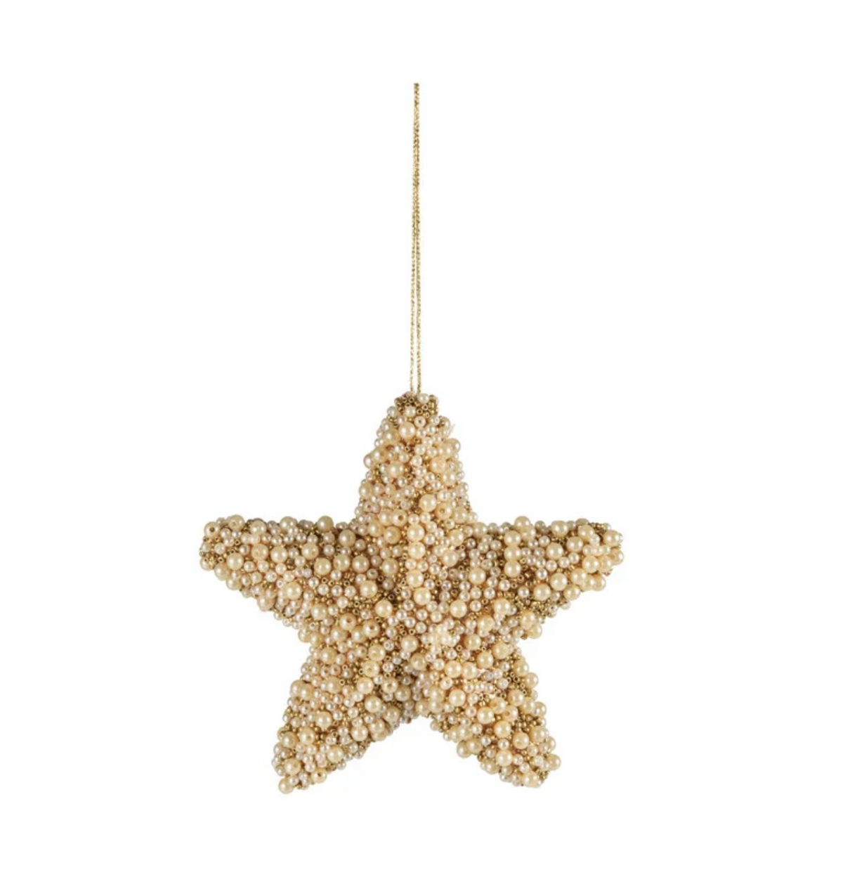 Star Ornament with Faux Pearls, Gold