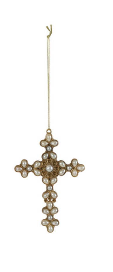 Cross Ornament withPearls, 4 Styles