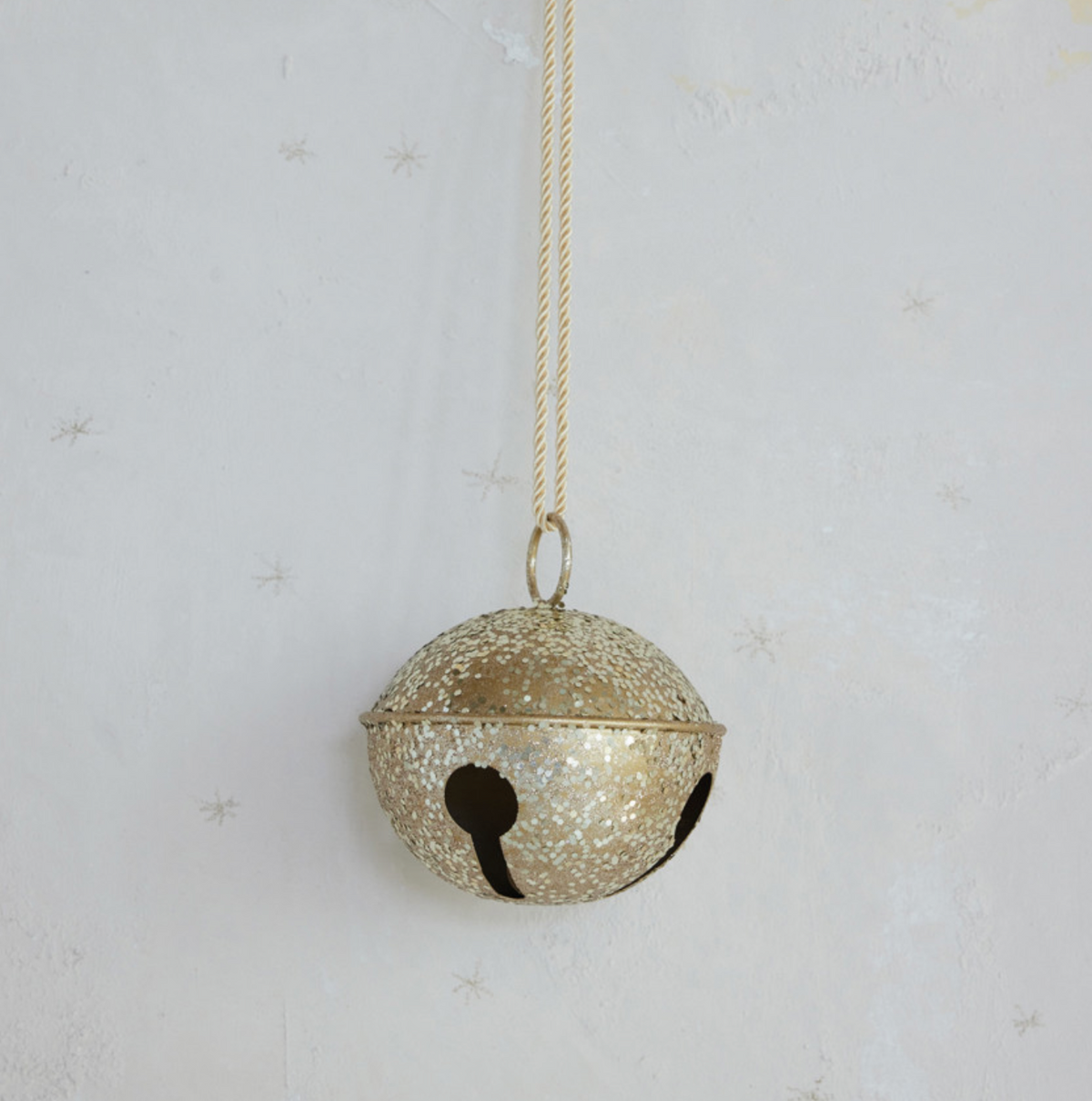 Metal Bell Ornament, Gold Glitter