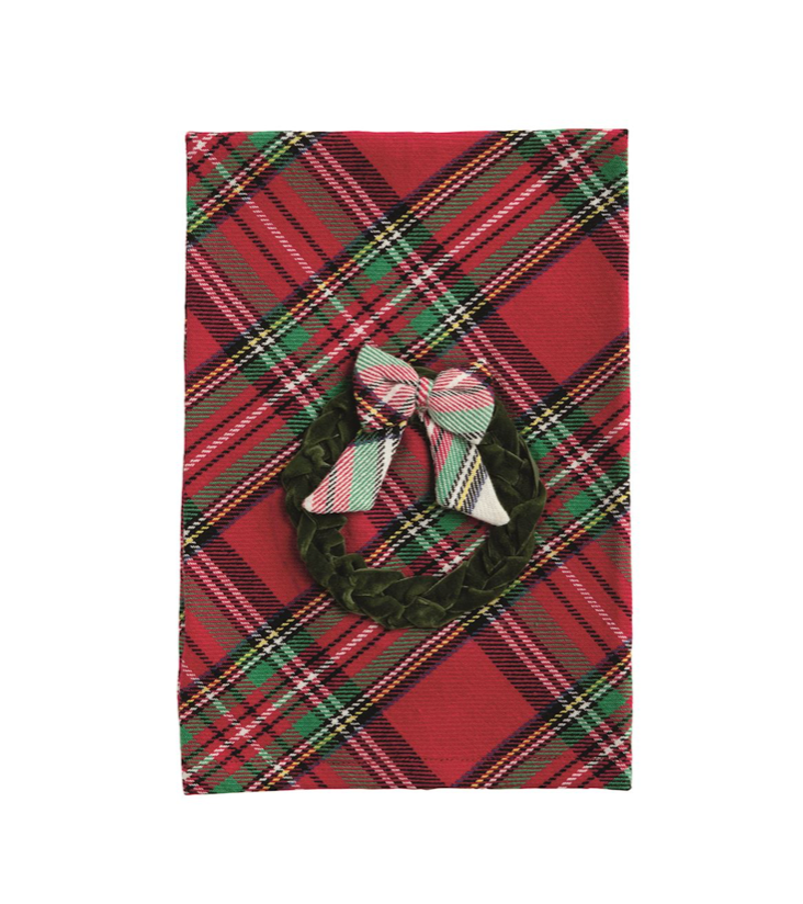 Christmas Tartan Wreath Hand Towel