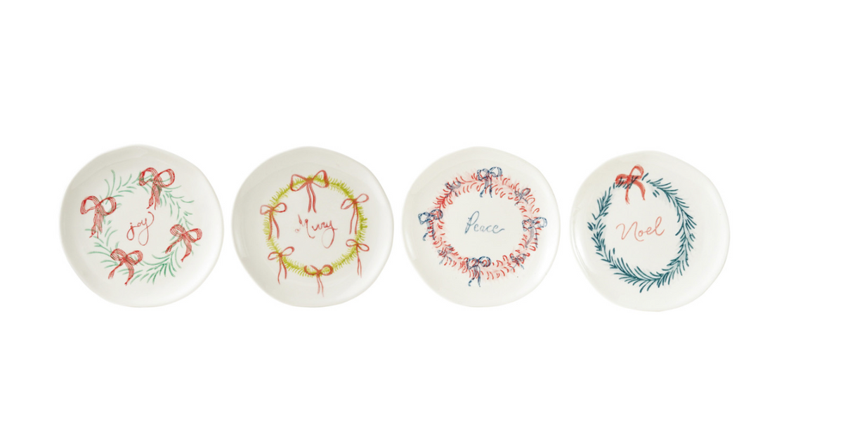 Stoneware Holiday Wreath Plate – 4 Styles