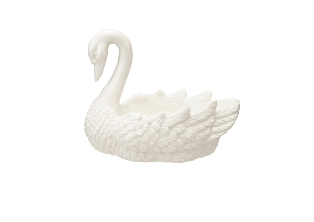 White Stoneware Swan Decorative Dish