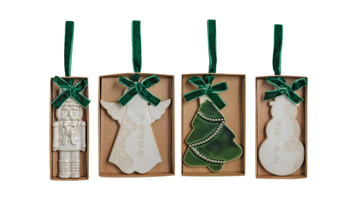 WHITE CHRISTMAS FIGURAL ORNAMENT