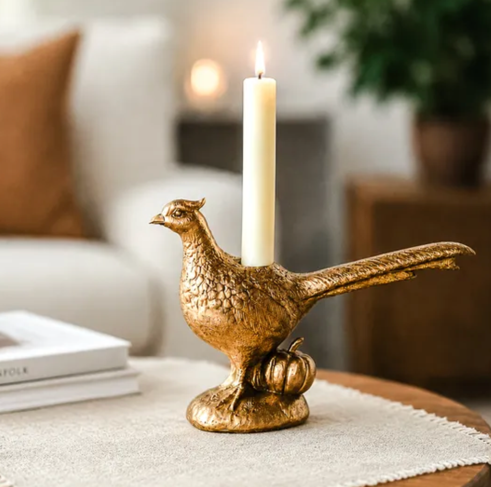 8" PHEASANT CANDLE HOLDER