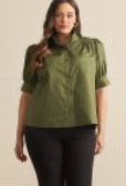 The Olive Grove Puff Sleeve Top-Curvy