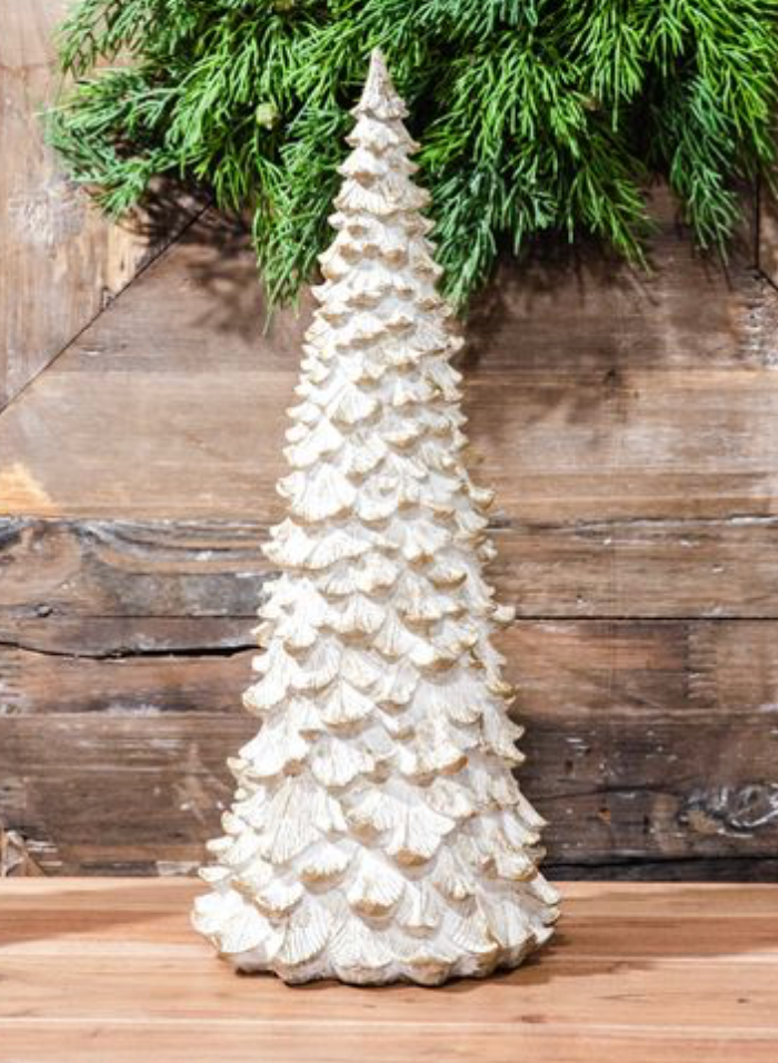 11.8" Snowy Gold Christmas Tree
