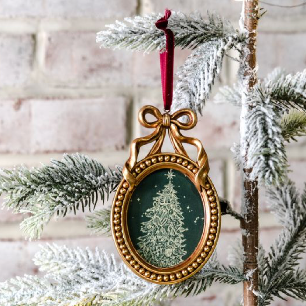 Gold Oval Bow Frame Ornament