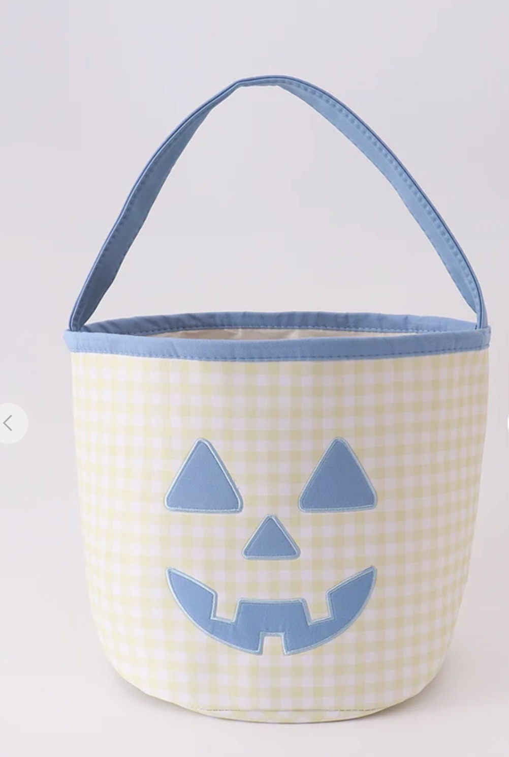 Yellow Pumpkin Applique Gingham Basket