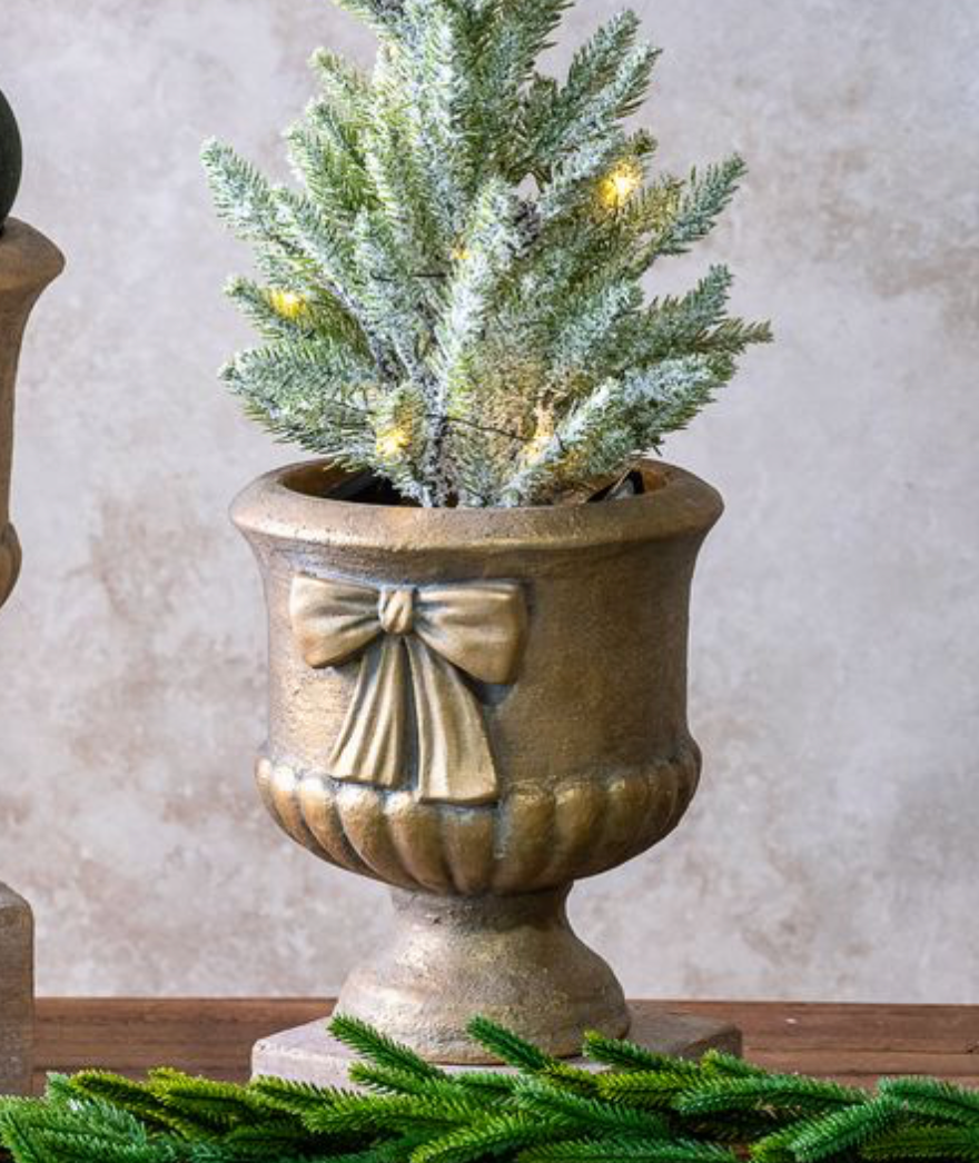 Antique Gold Bow Planter
