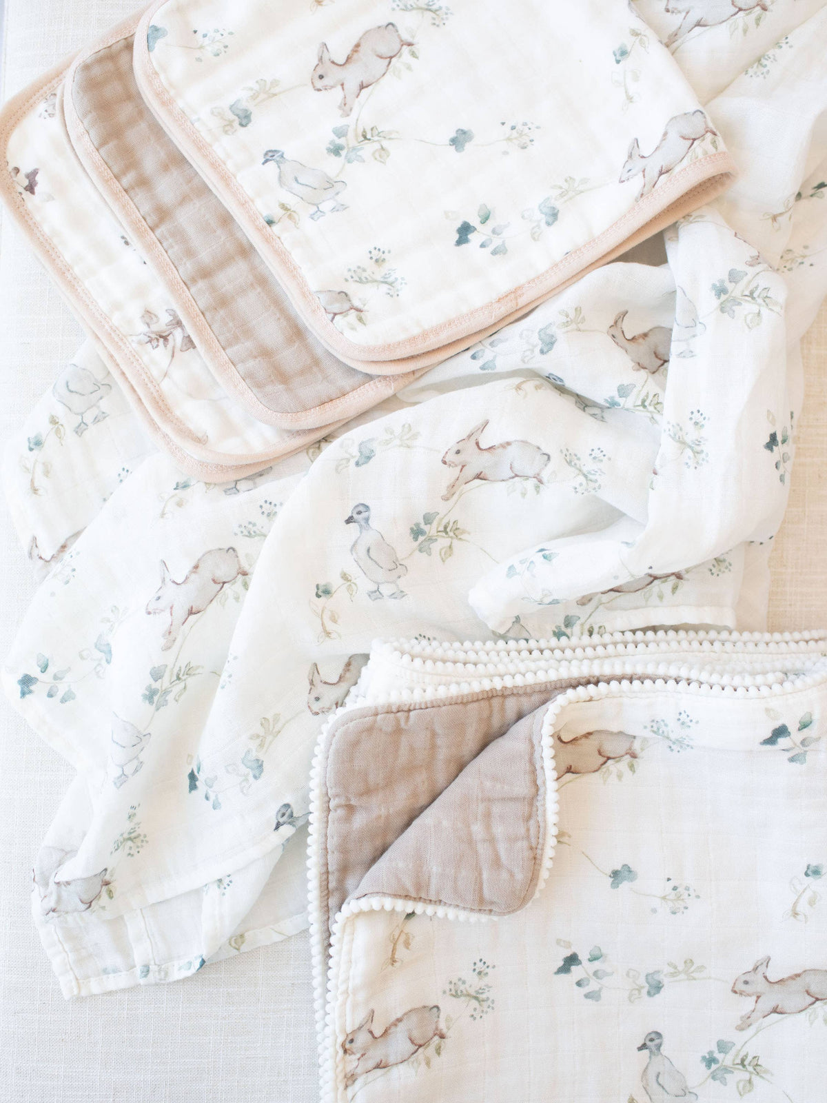Organic Muslin Gauze Quilt Baby Blanket | Ivy Hollow Bunny