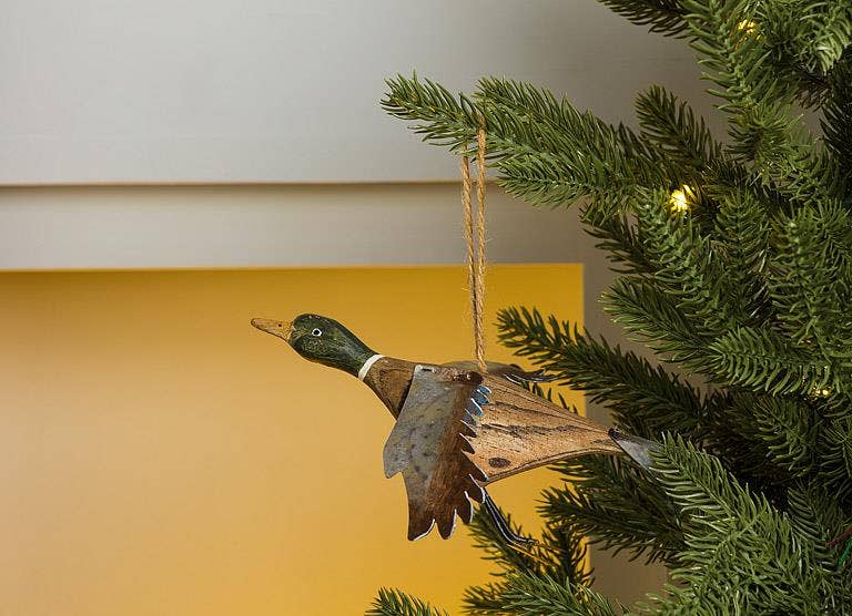 Flying Mallard Duck Ornament-6"L