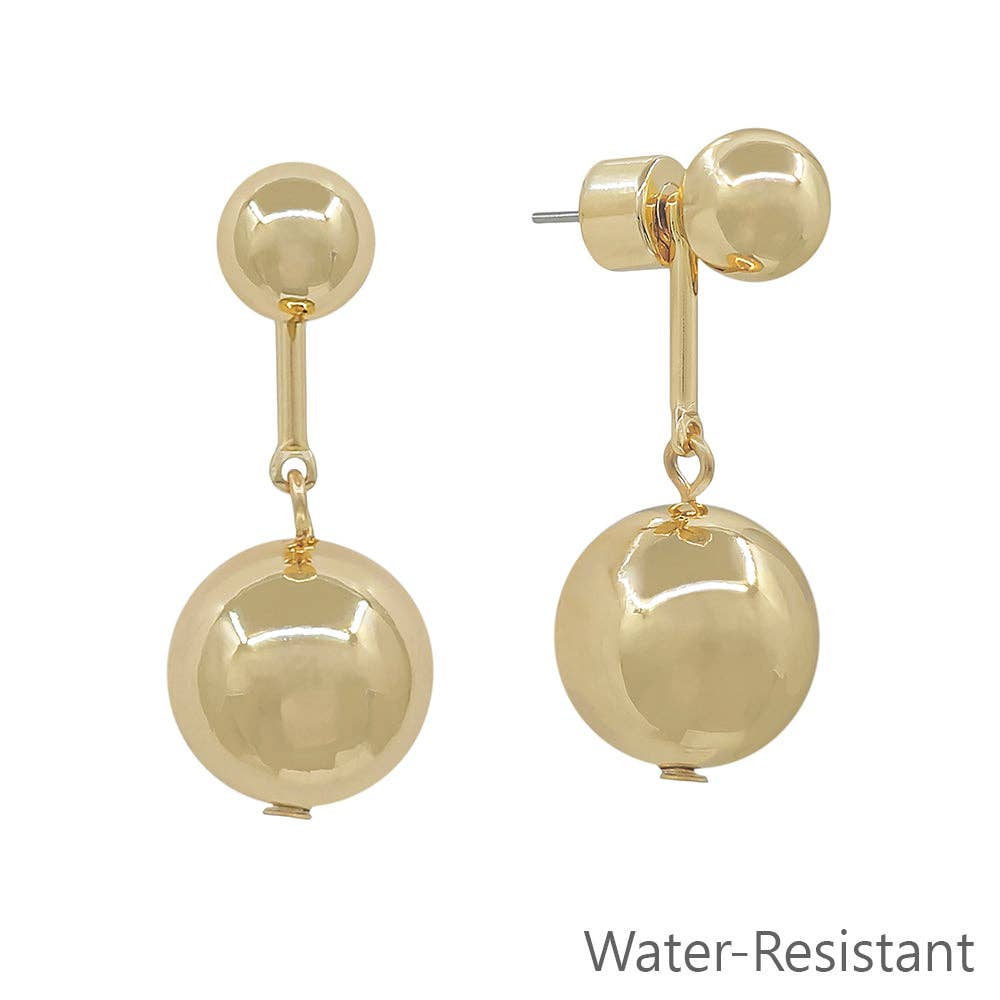 Gold Bar with Gold 7MM Ball 1.5" Drop Earring