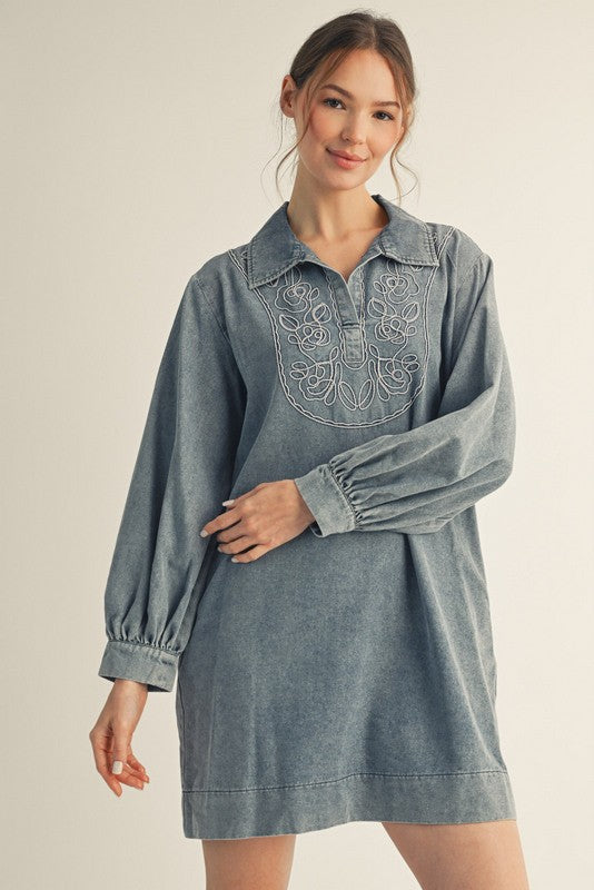 Dusty Blue Denim Day Dress