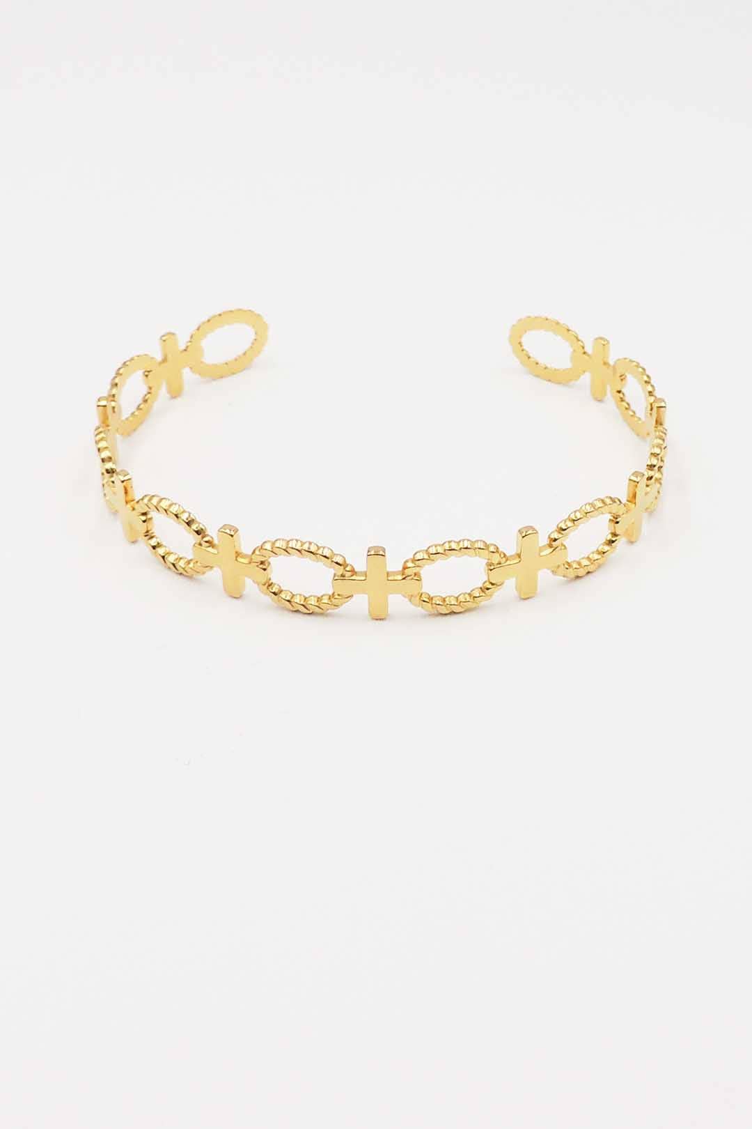 Stainless Steel Open Oval Bar Cuff Bracelet