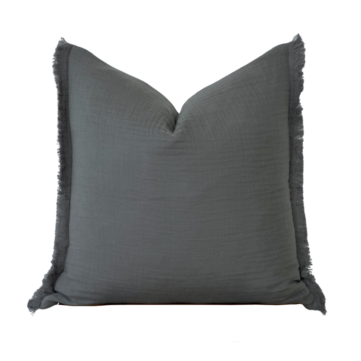 Gauze Fringe Pillow: Taupe