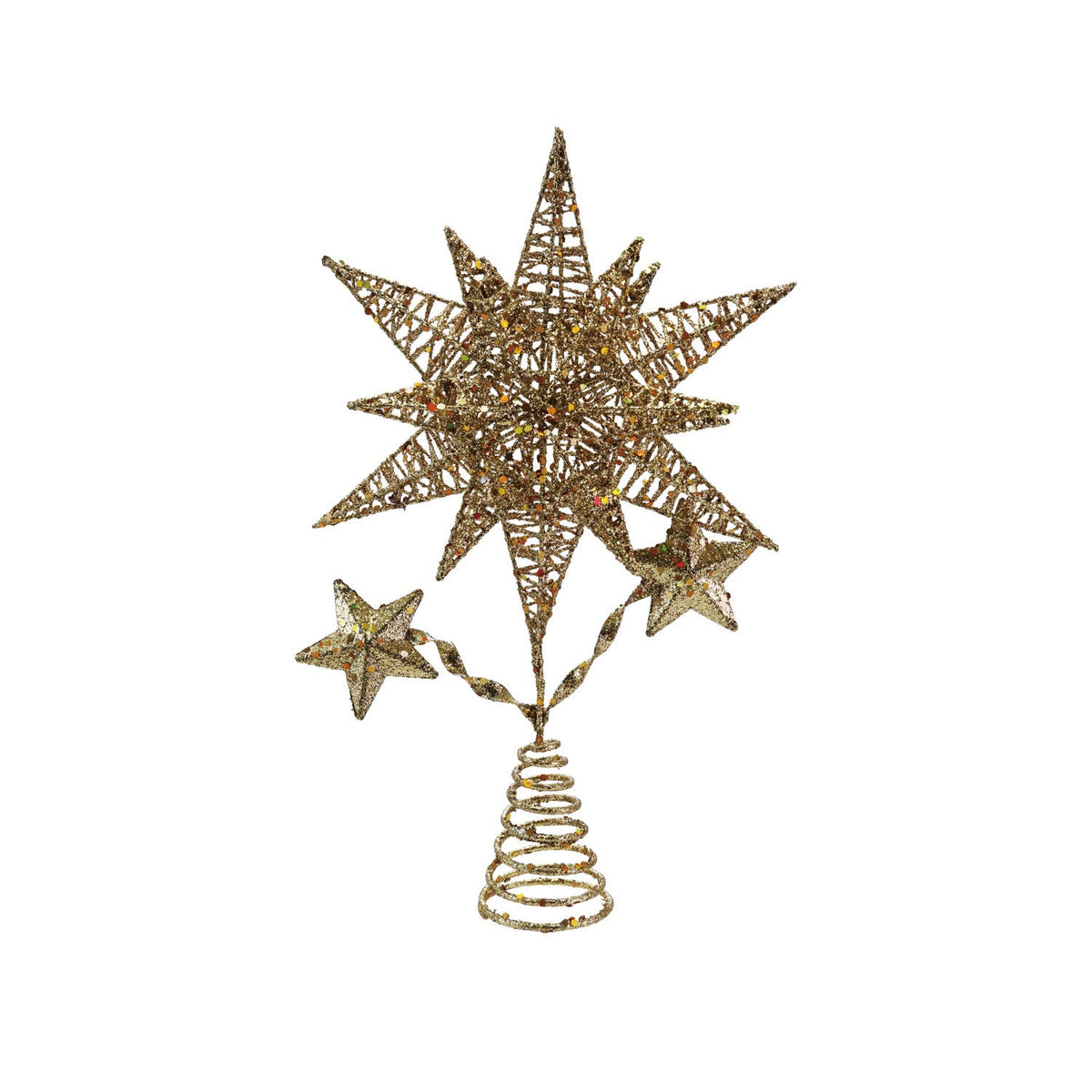Metal Star Tree Topper | Gold Glitter Finish