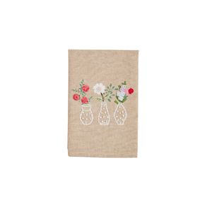 Vase Flower Embroidery Towel
