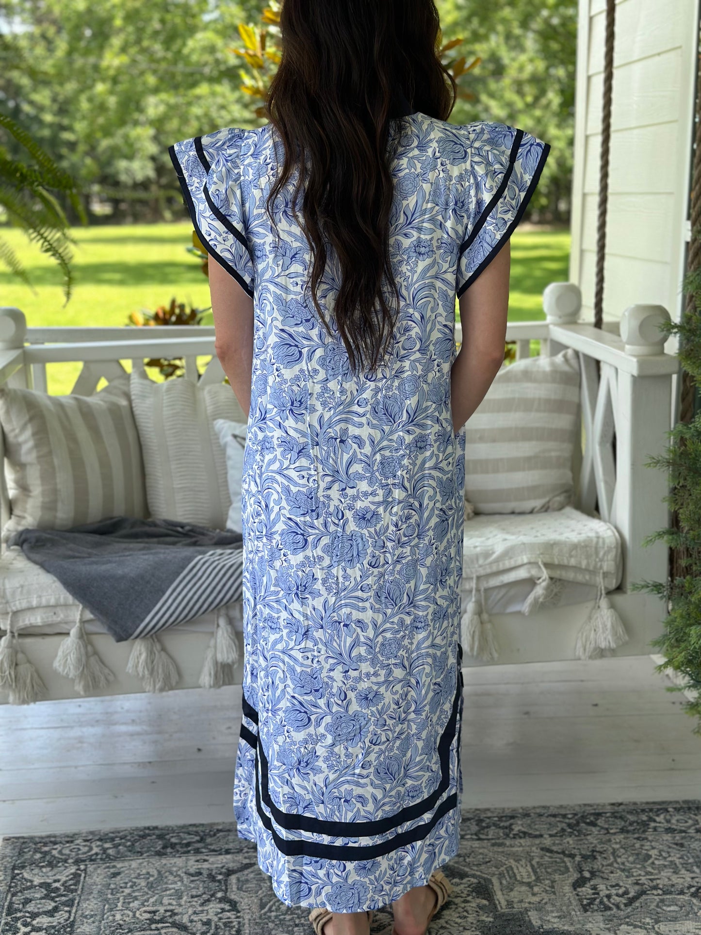 Blue Garden Border Tunic Dress