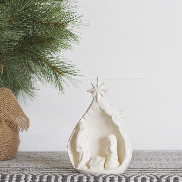 Ivory Ceramic Nativity Scene