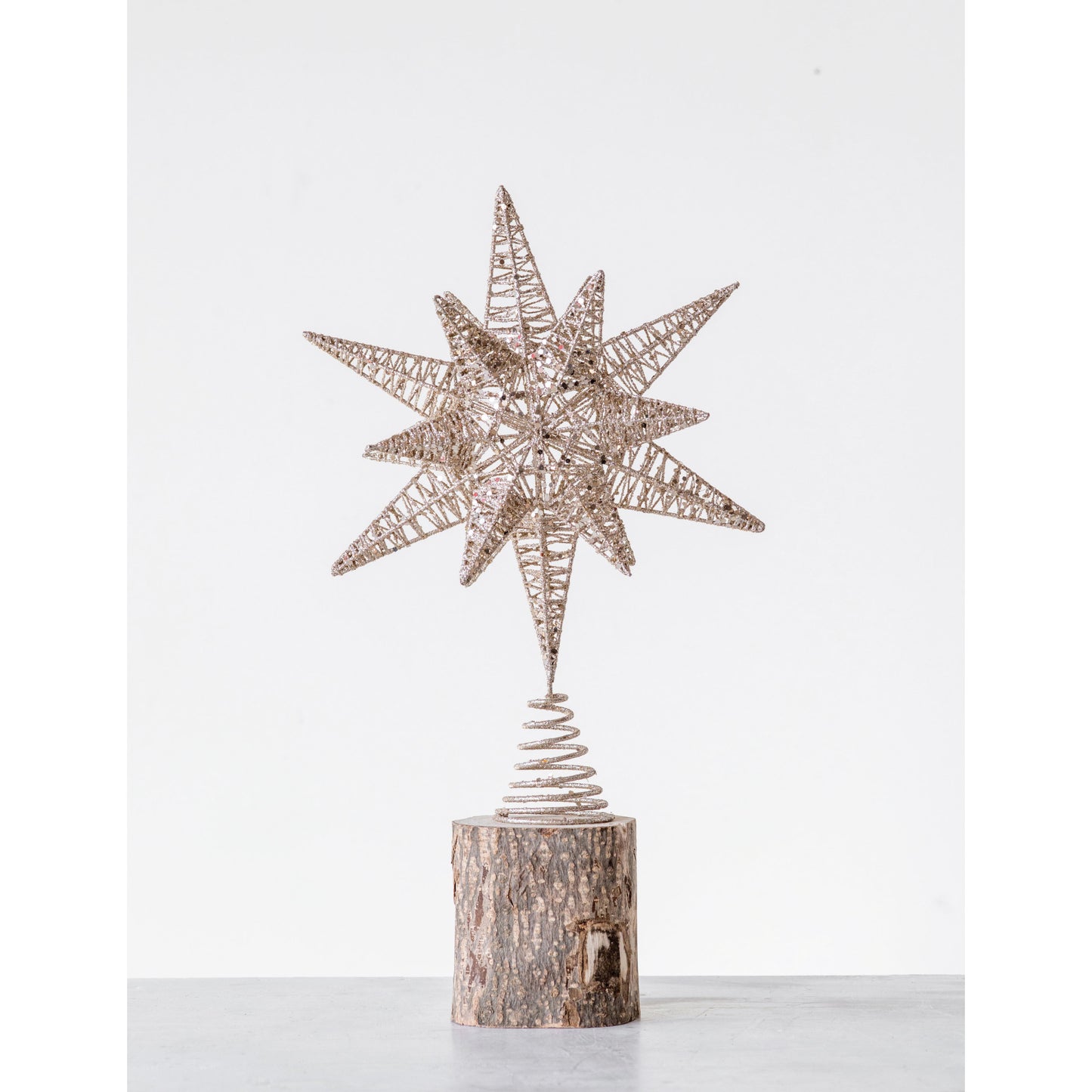 Metal Star Tree Topper w/Glitter, Gold