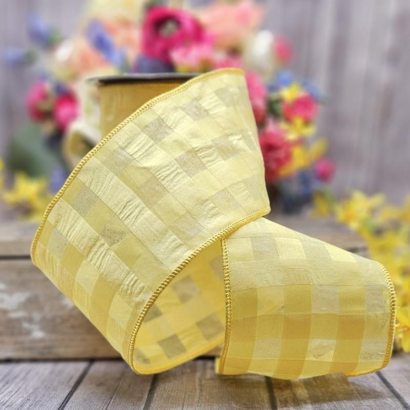 4" Chiffon satin window pane, yellow