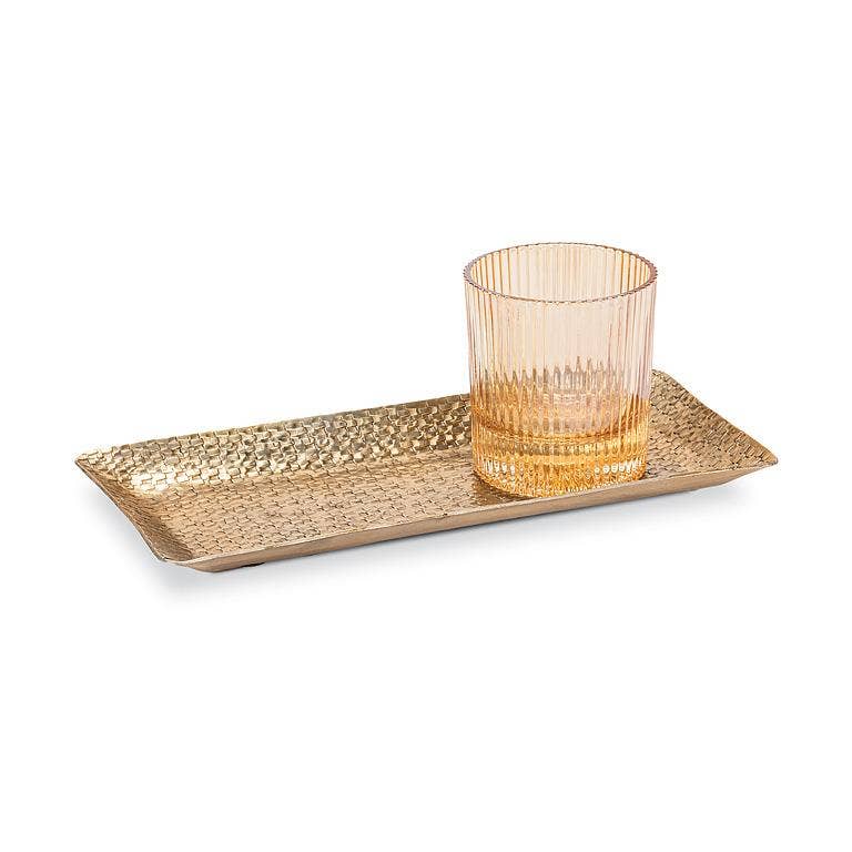 Small Rectangle Hammered Tray-Antique Gold-5x11"L