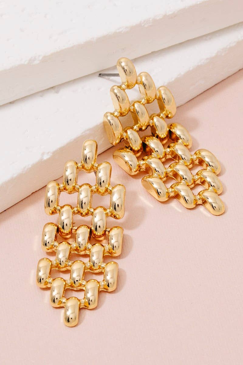Flat Chain Mesh Drop Earrings