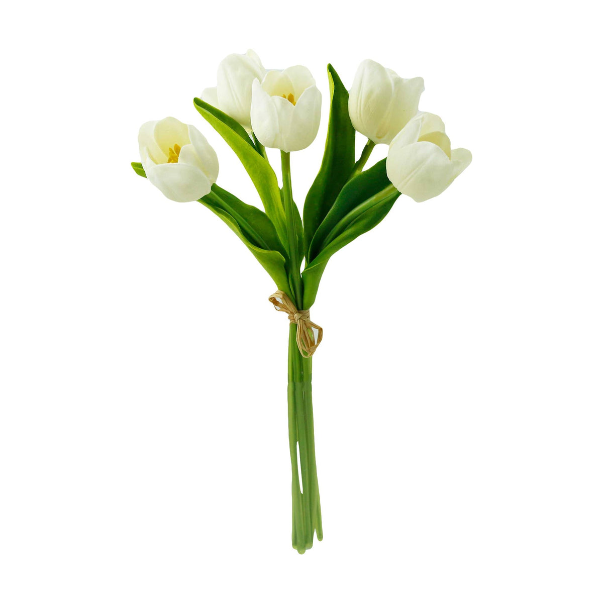 5-Stem Bundle: Real Touch medium open tulip: Cream Ivory