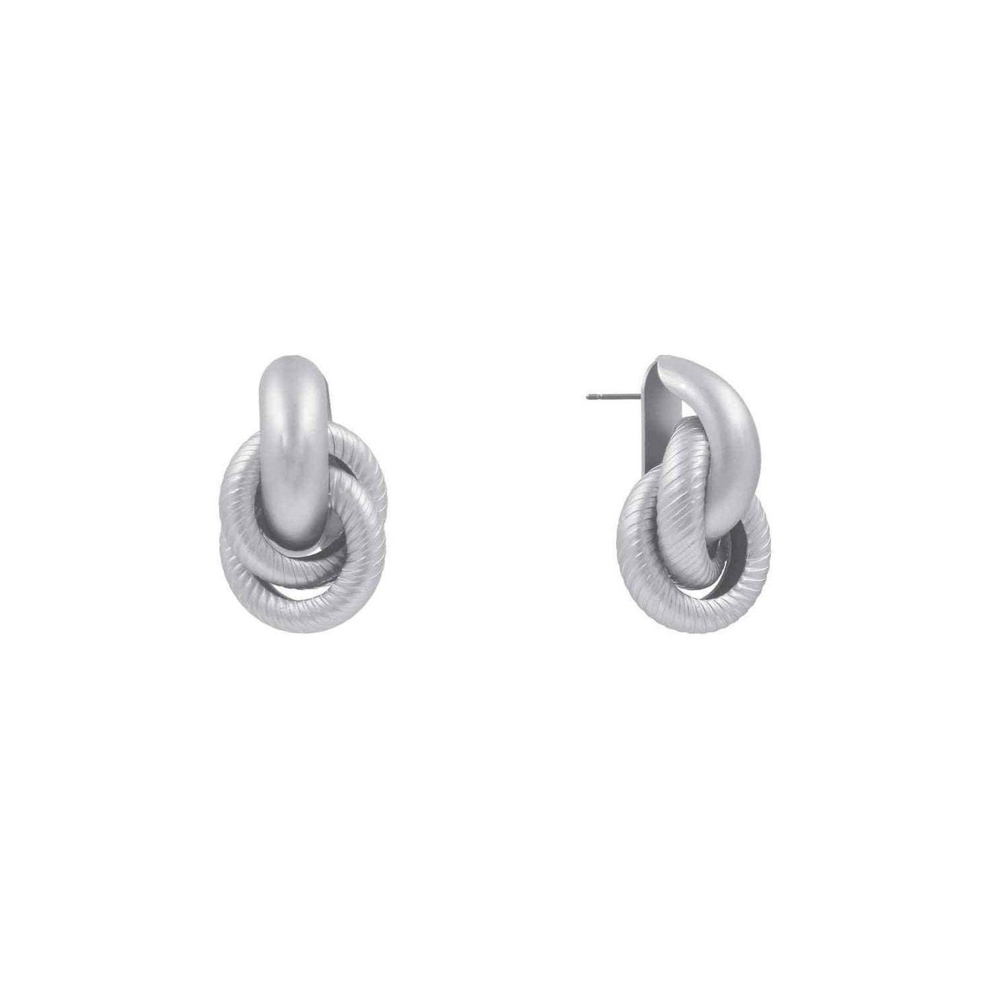 Matte Silver Knot Stud .75" Earring