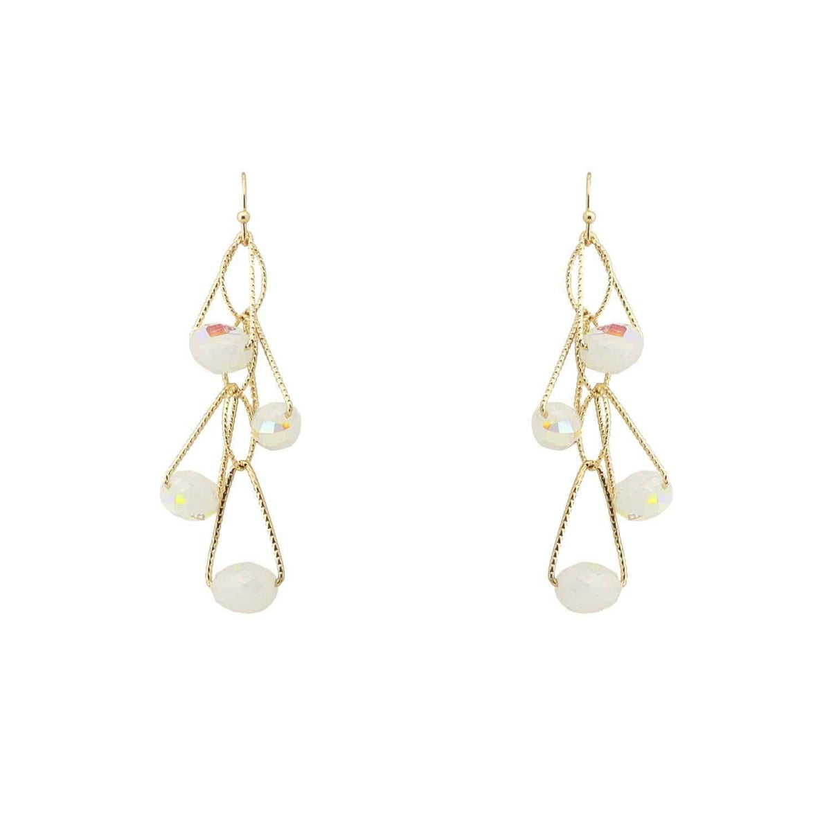 White Crystal with Gold Wiring 1.5" Earring