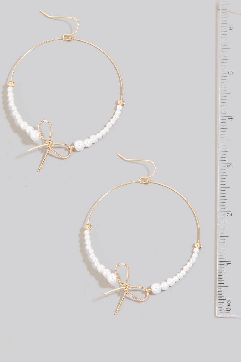 Wire Beaded Bow Hoop Earrings: GD