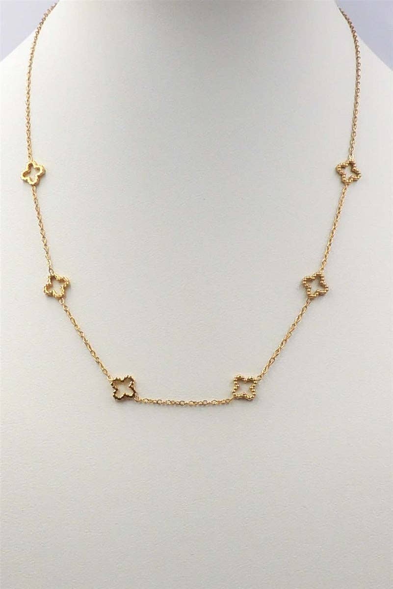 Stainless Steel Open Clover 16"-18" Necklace