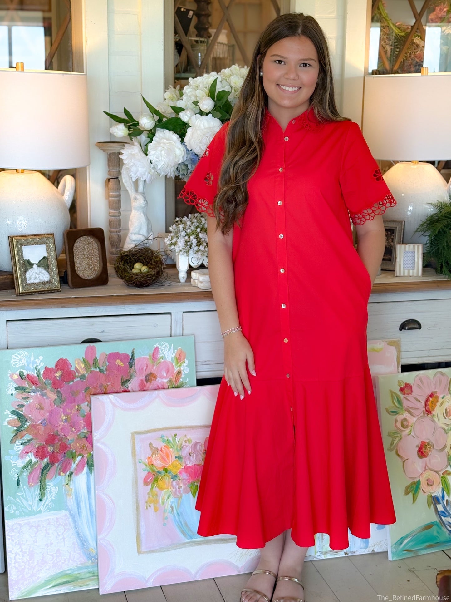 Scarlet Charm Midi Dress