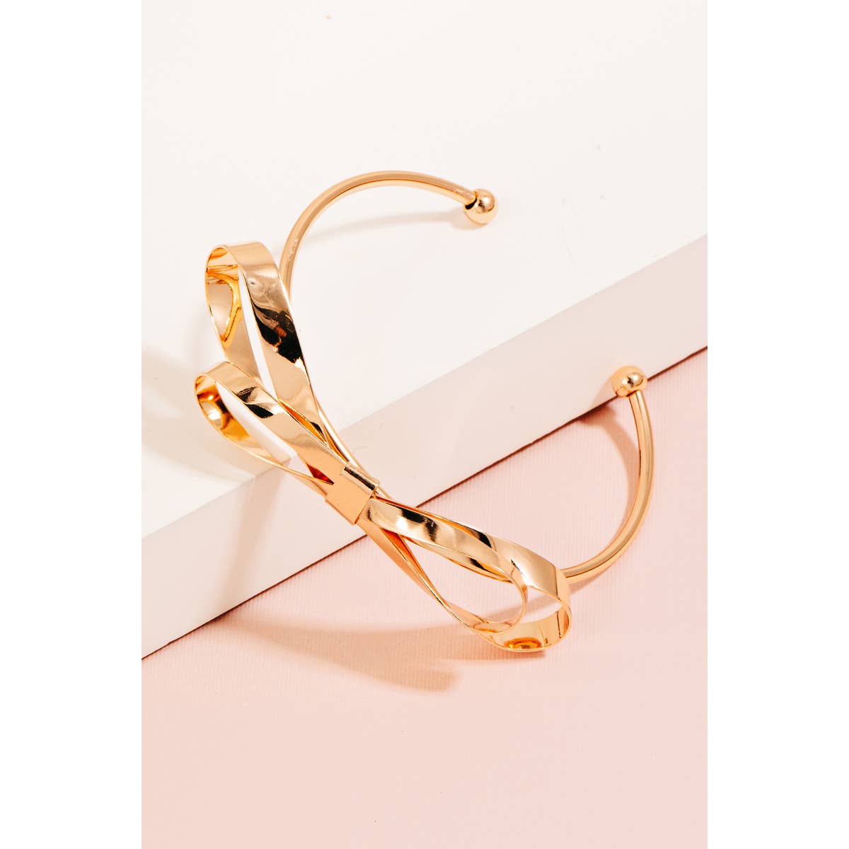 Solid Flat Metallic Knot Cuff Bracelet