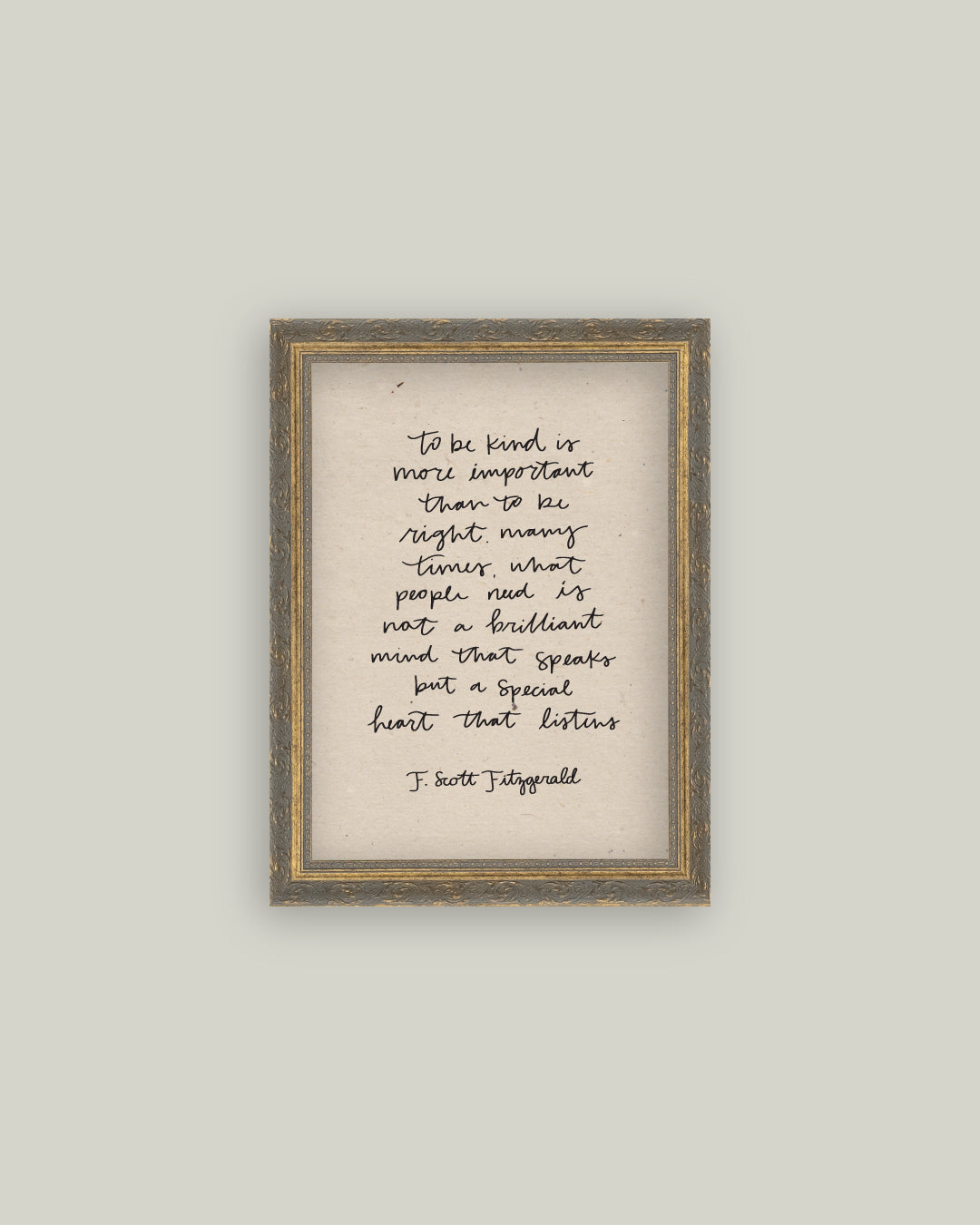 To Be Kind 5x7 Patina Gold Frame