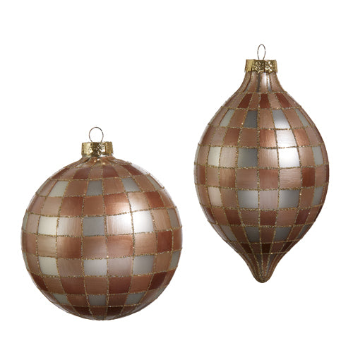 5" Tan Gingham Ornament - 2 Styles