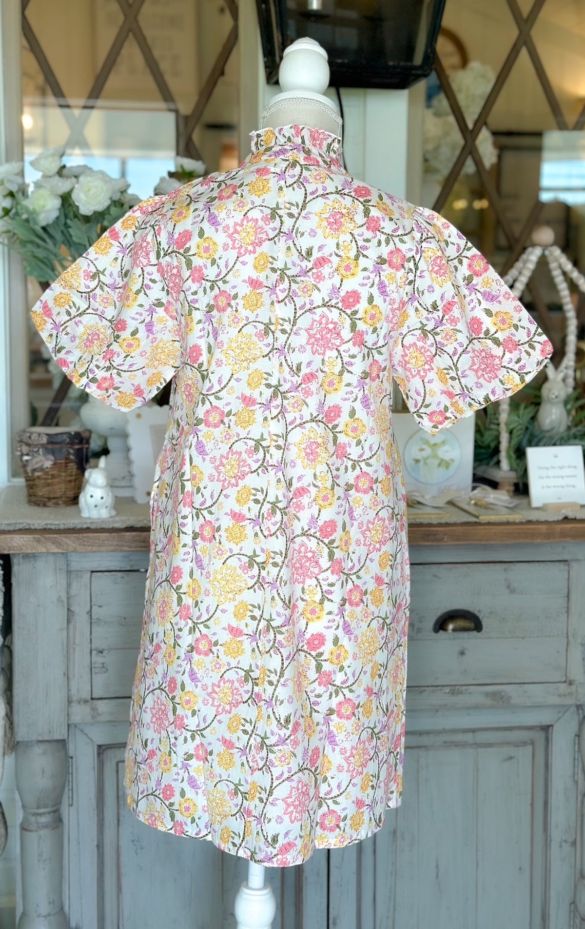 Flower Paisley Print Short Sleeve Dress