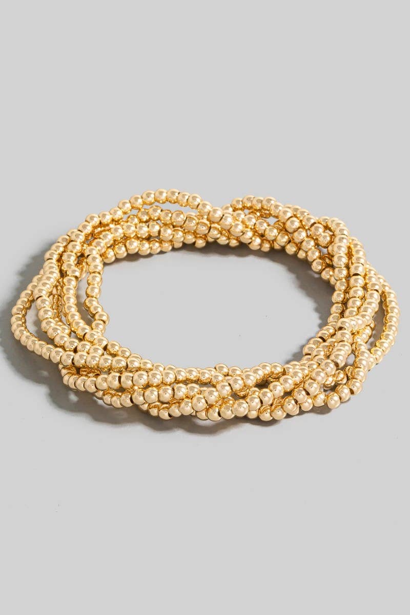 5Pc Mini Metallic Beaded Bracelet Set