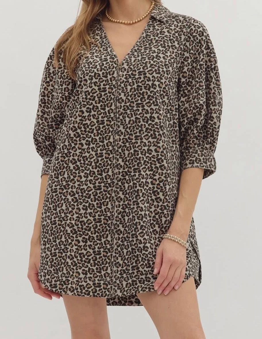 Wild Side Leopard Shirt Dress