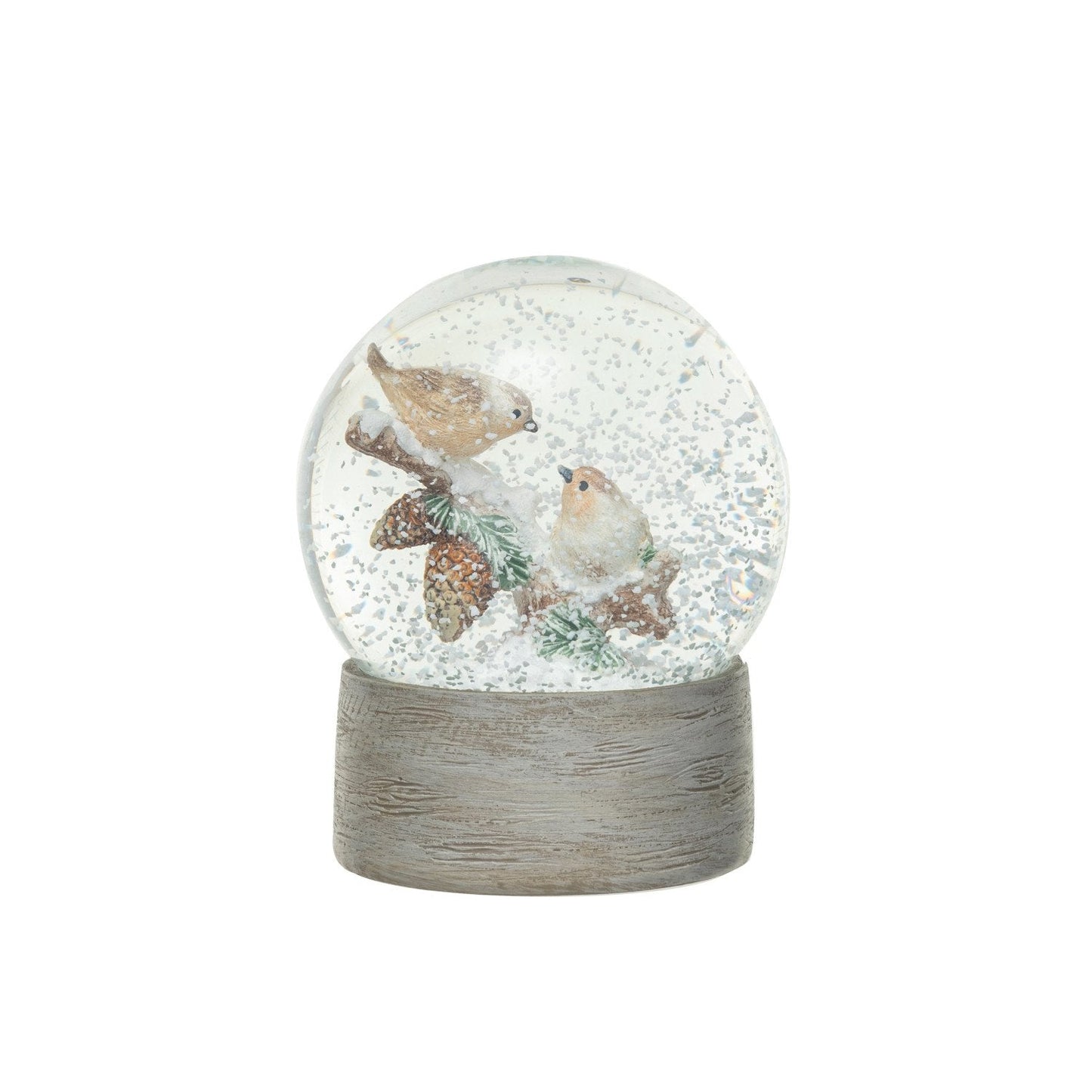 Resin & Glass Snow Globe w/ Birds on Twig & Faux Snow, Multi Color