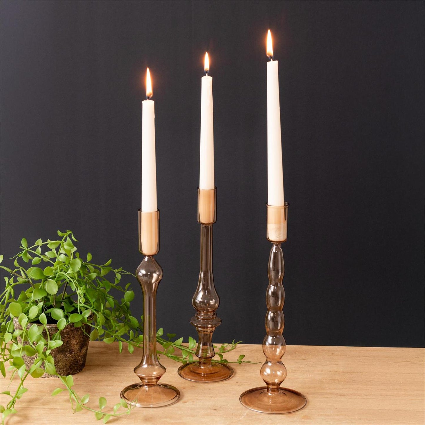 Amber Glow Glass Taper Holder