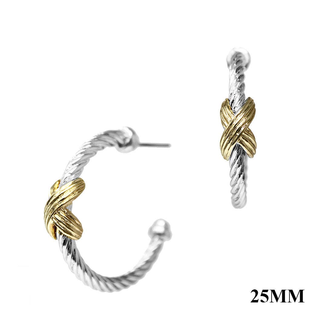 Silver Wired with Gold Wired X Accents 1.5" Earring