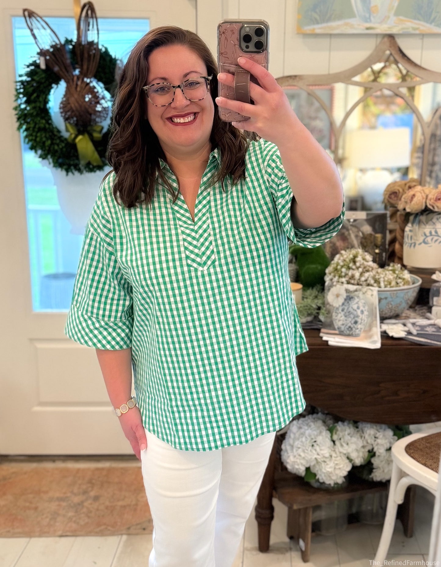 Greenfield Gingham Top-Curvy